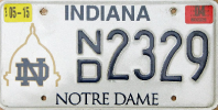IN_Notre_Dame_University_passenger_Plate
